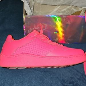 Women's Neon Pink Skechers Upbeats